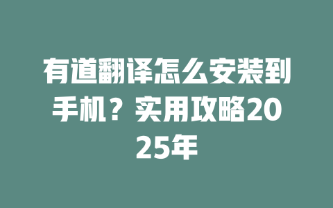 有道翻译怎么安装到手机?实用攻略2025年 二