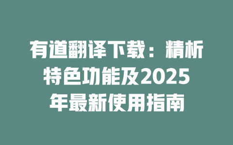 有道翻译下载：精析特色功能及2025年最新使用指南 二