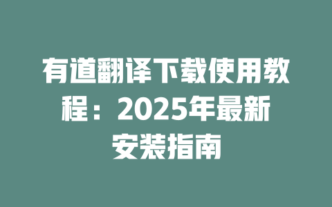 有道翻译下载使用教程：2025年最新安装指南 二