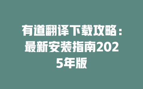有道翻译下载攻略:最新安装指南2025年版 二