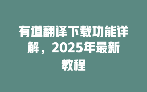 有道翻译下载功能详解，2025年最新教程 二