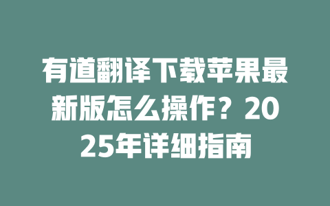 有道翻译下载苹果最新版怎么操作？2025年详细指南 二