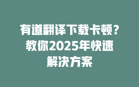 有道翻译下载卡顿?教你2025年快速解决方案 二