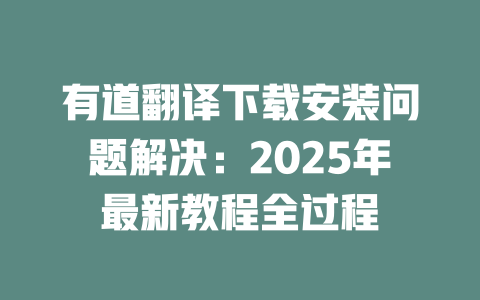 有道翻译下载安装问题解决:2025年最新教程全过程 二