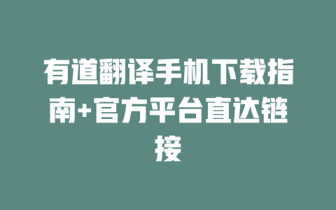有道翻译手机下载指南+官方平台直达链接 二