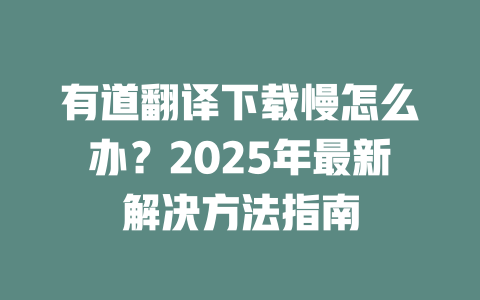 有道翻译下载慢怎么办?2025年最新解决方法指南 二
