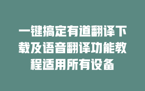 一键搞定有道翻译下载及语音翻译功能教程适用所有设备 二