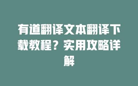 有道翻译文本翻译下载教程?实用攻略详解 二