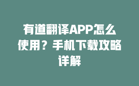 有道翻译APP怎么使用？手机下载攻略详解 二