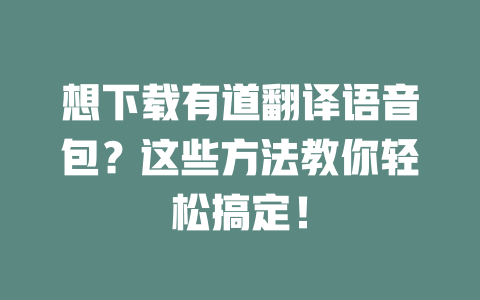 想下载有道翻译语音包?这些方法教你轻松搞定! 二