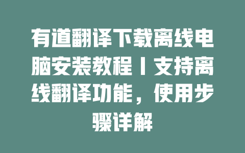 有道翻译下载离线电脑安装教程|支持离线翻译功能,使用步骤详解 二