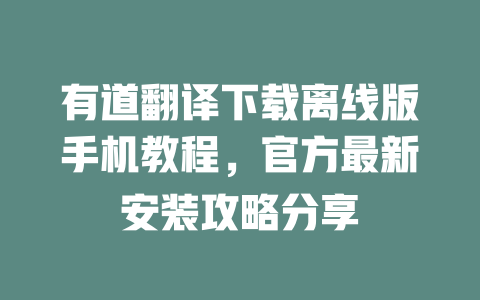 有道翻译下载离线版手机教程,官方最新安装攻略分享 二