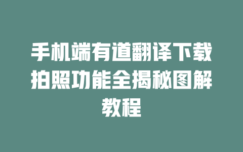 手机端有道翻译下载拍照功能全揭秘图解教程 二