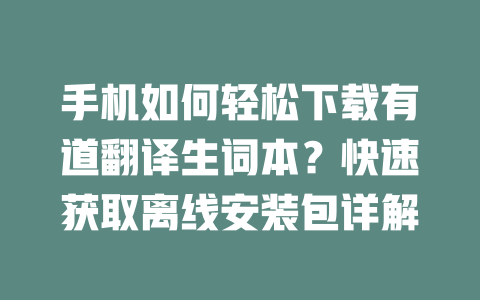 手机如何轻松下载有道翻译生词本?快速获取离线安装包详解 二