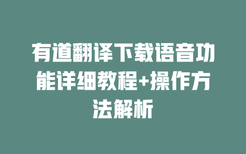 有道翻译下载语音功能详细教程+操作方法解析 二
