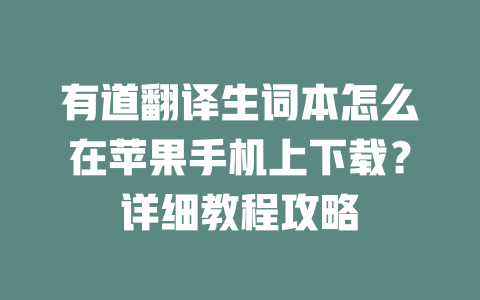 有道翻译生词本怎么在苹果手机上下载?详细教程攻略 二