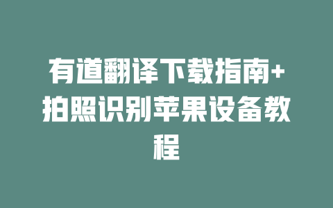 有道翻译下载指南+拍照识别苹果设备教程 二
