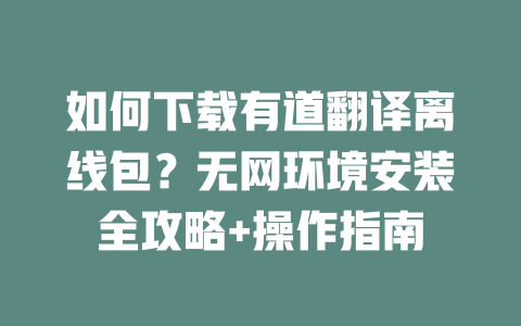 如何下载有道翻译离线包?无网环境安装全攻略+操作指南 二