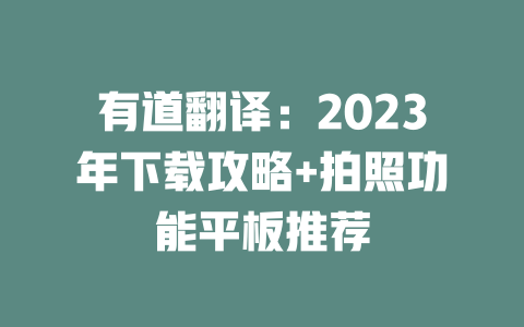 有道翻译:2023年下载攻略+拍照功能平板推荐 二