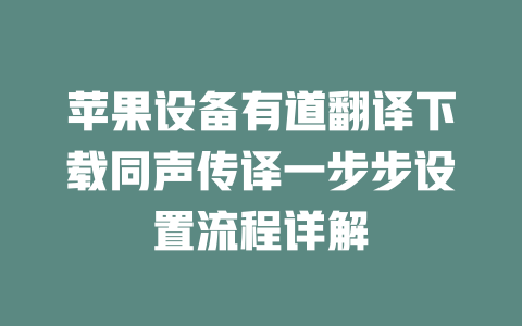 苹果设备有道翻译下载同声传译一步步设置流程详解 二