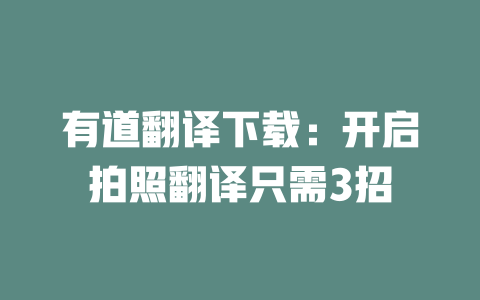 有道翻译下载:开启拍照翻译只需3招 二