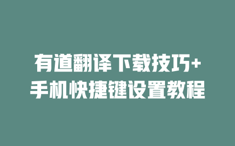 有道翻译下载技巧+手机快捷键设置教程 二