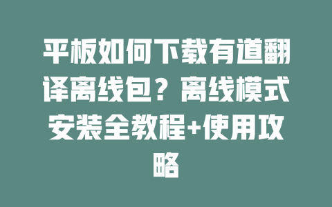平板如何下载有道翻译离线包?离线模式安装全教程+使用攻略 二