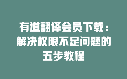 有道翻译会员下载:解决权限不足问题的五步教程 二