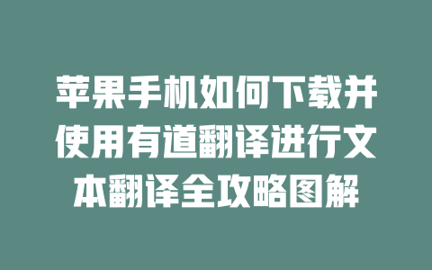 苹果手机如何下载并使用有道翻译进行文本翻译全攻略图解 二