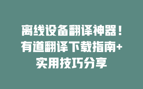 离线设备翻译神器!有道翻译下载指南+实用技巧分享 二