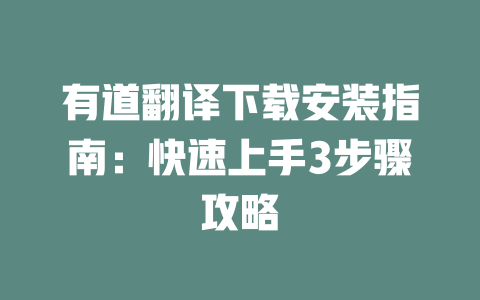 有道翻译下载安装指南：快速上手3步骤攻略 二