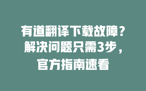 有道翻译下载故障?解决问题只需3步,官方指南速看 二