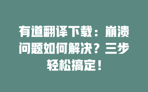 有道翻译下载:崩溃问题如何解决?三步轻松搞定! 二