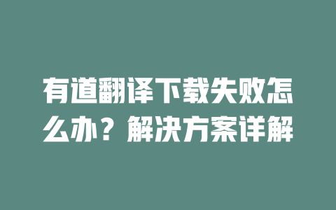 有道翻译下载失败怎么办?解决方案详解 二