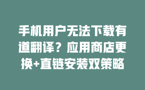手机用户无法下载有道翻译?应用商店更换+直链安装双策略 二