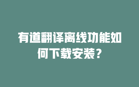 有道翻译离线功能如何下载安装? 二