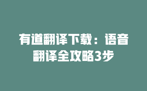 有道翻译下载:语音翻译全攻略3步 二