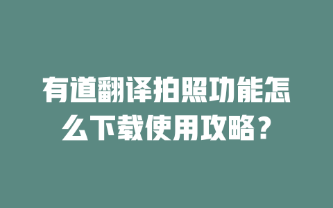 有道翻译拍照功能怎么下载使用攻略? 二