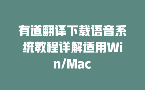 有道翻译下载语音系统教程详解适用Win/Mac 二