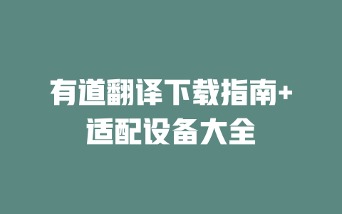 有道翻译下载指南+适配设备大全 二