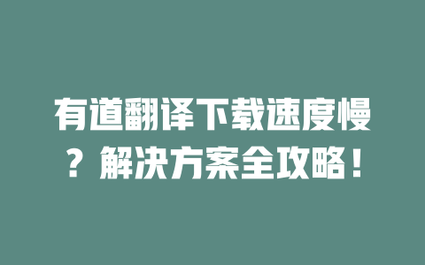 有道翻译下载速度慢?解决方案全攻略! 二