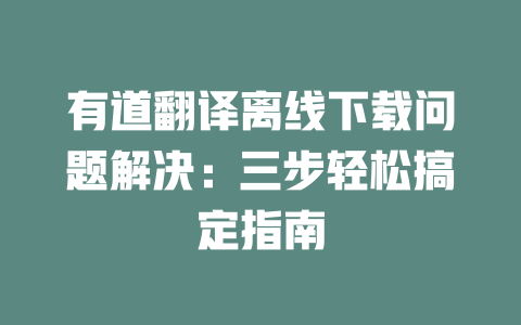 有道翻译离线下载问题解决：三步轻松搞定指南 二